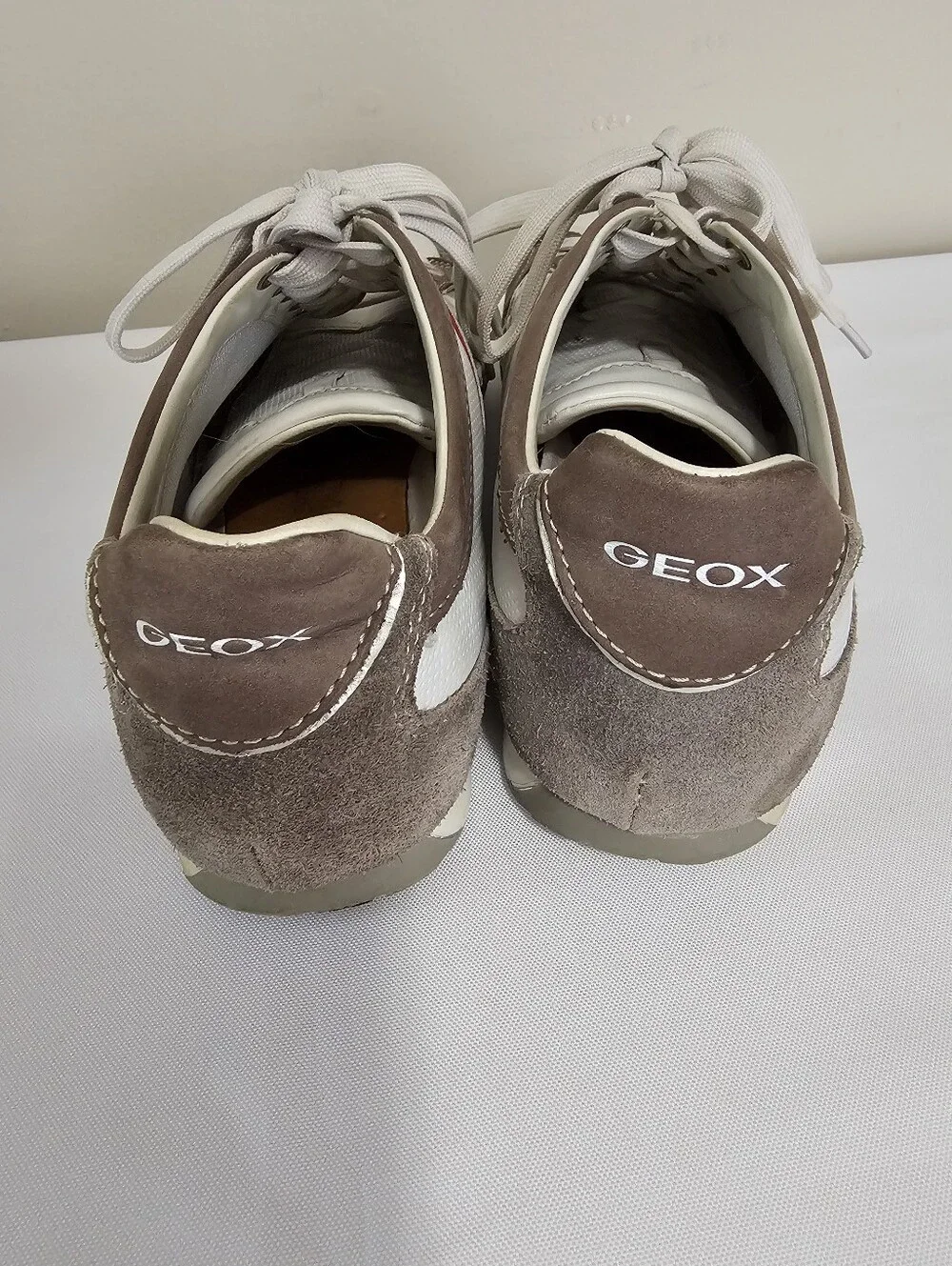Geox Men’s White Sneakers with Brown, Red & Green Accents